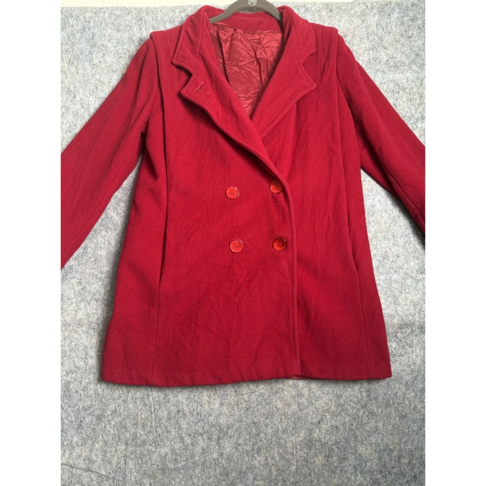 Forecaster Of Boston Peacoat Red Women Sz 9/10‎ Wool Blend Double Breasted